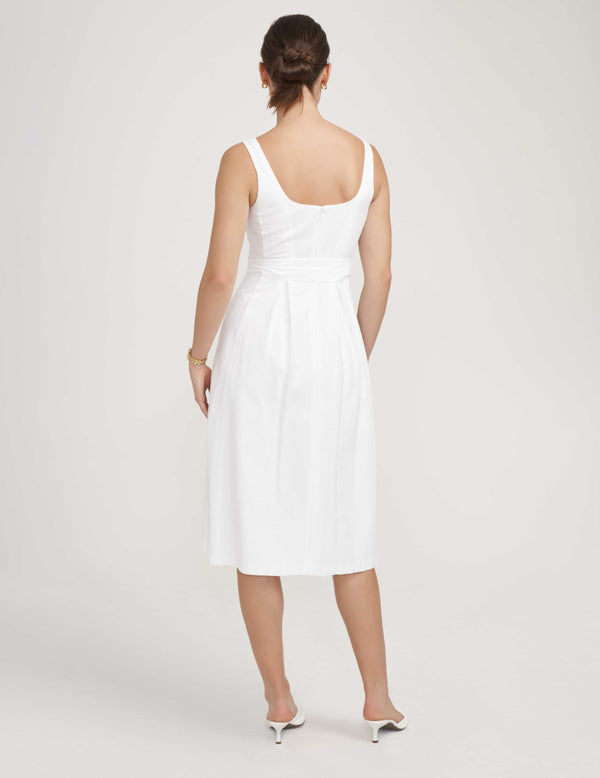 Anne Klein Topstitch Dress With Pleats- Sale Bright White
