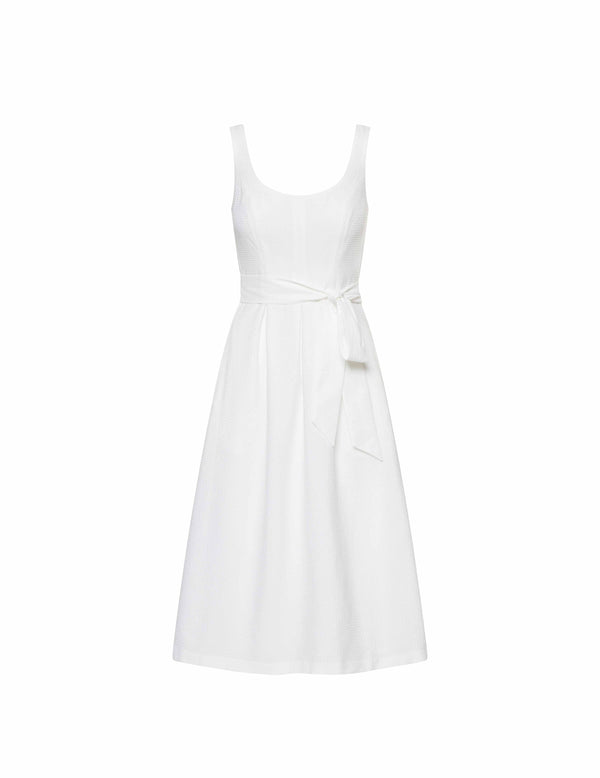 Anne Klein Topstitch Dress With Pleats- Sale Bright White