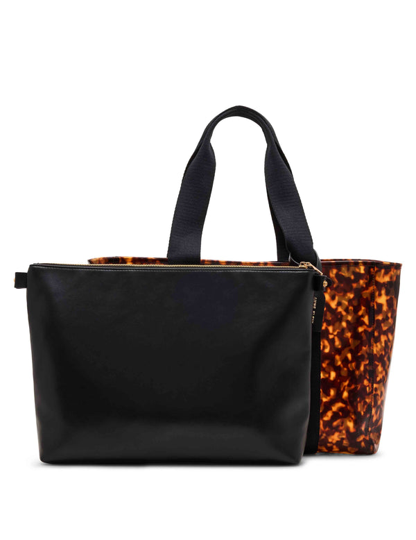 anne klein Tortoise Tote with Detachable Center Zip Compartment
