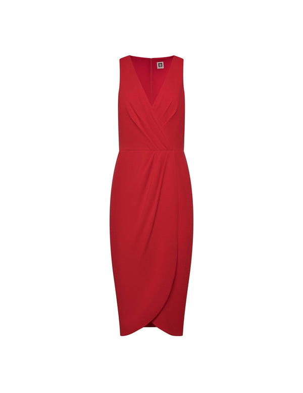 anne klein Tulip Hem Classic Midi Dress Hibiscus Red