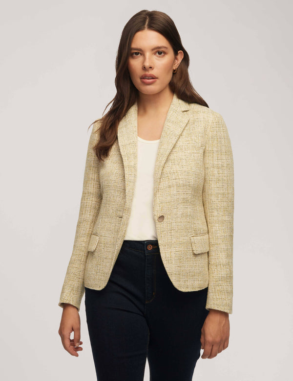 Anne Klein Tweed One Button Notch Collar Jacket- Sale Sprout Multi