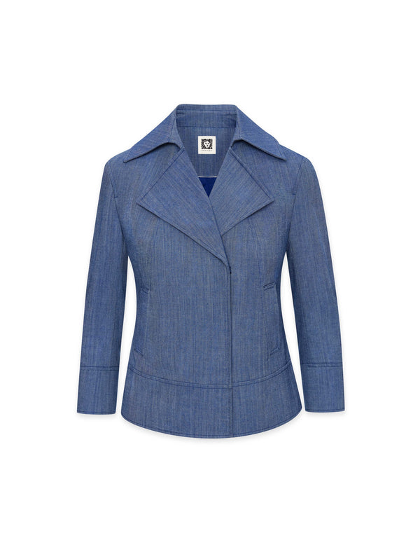 Anne Klein Twill Cropped Jacket- Sale Magritte Blue/ NYC White