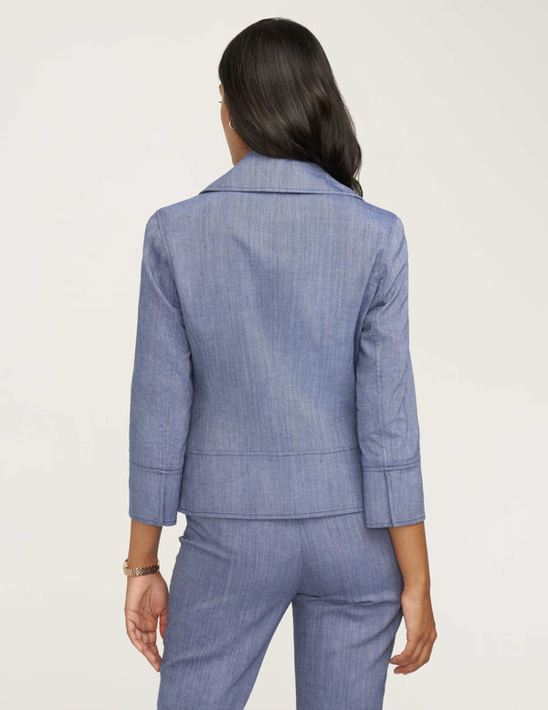 Anne Klein Twill Cropped Jacket- Sale Magritte Blue/ NYC White
