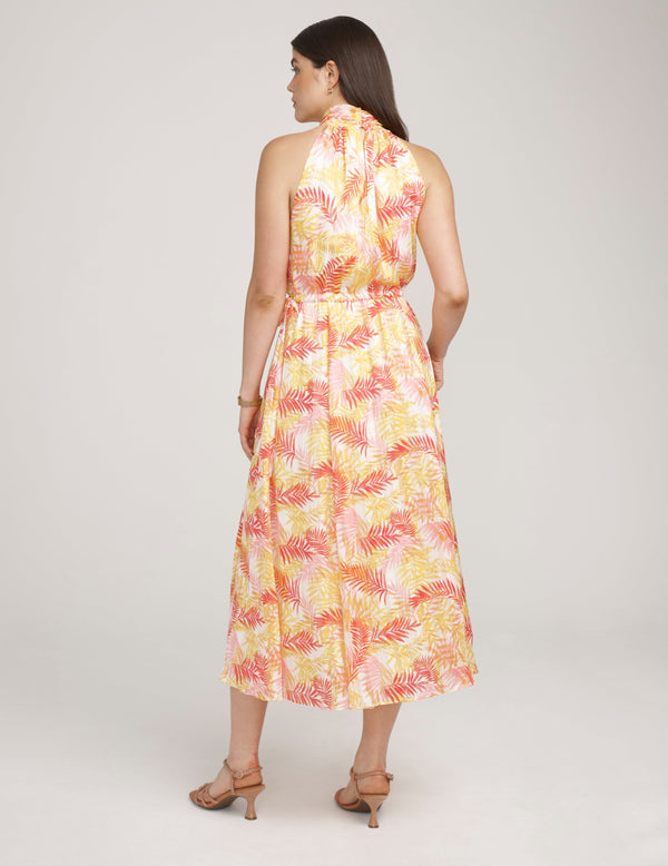 Anne Klein Twist Neck Halter Midi- Sale Bright White Combo