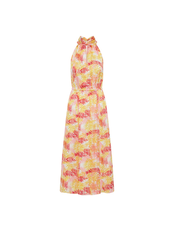 Anne Klein Twist Neck Halter Midi- Sale Bright White Combo