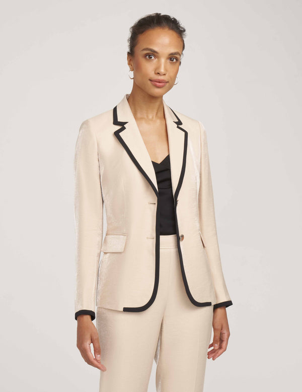 Anne Klein Two Button Notch Collar Jacket- Sale LIGHT COFFEE/ANNE BLAC