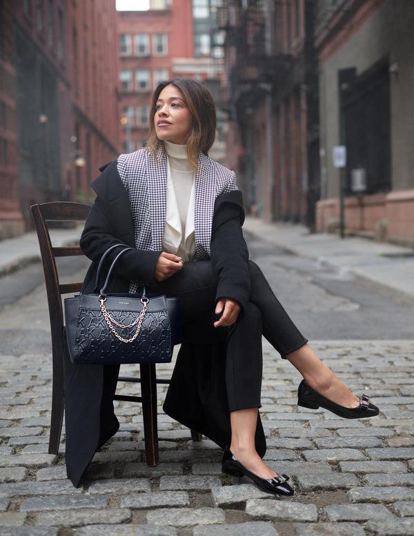 anne klein Two Button Notch Collar Oversized Blouse- Sale Anne White