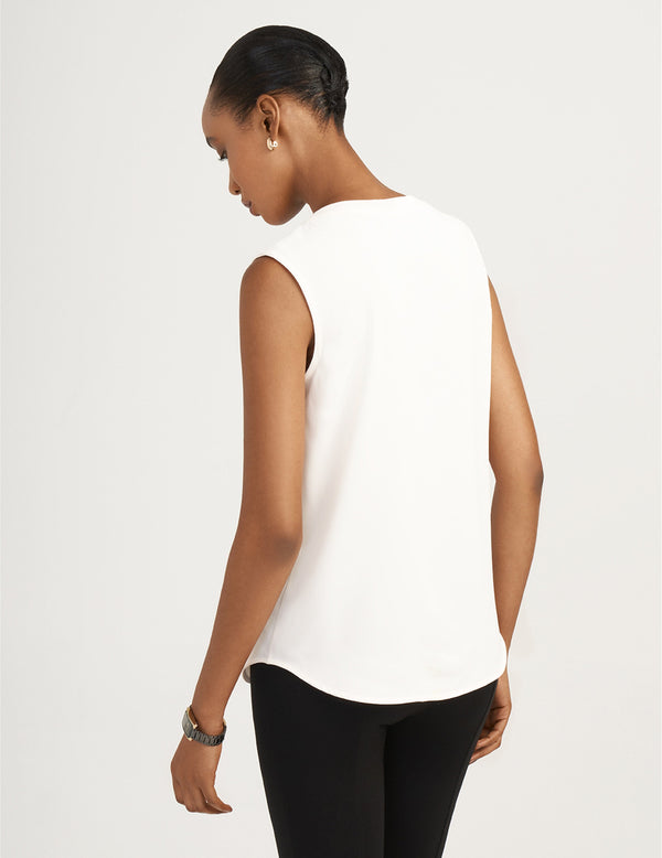 Anne Klein U-Neck Sleeveless Shell- Clearance Anne White