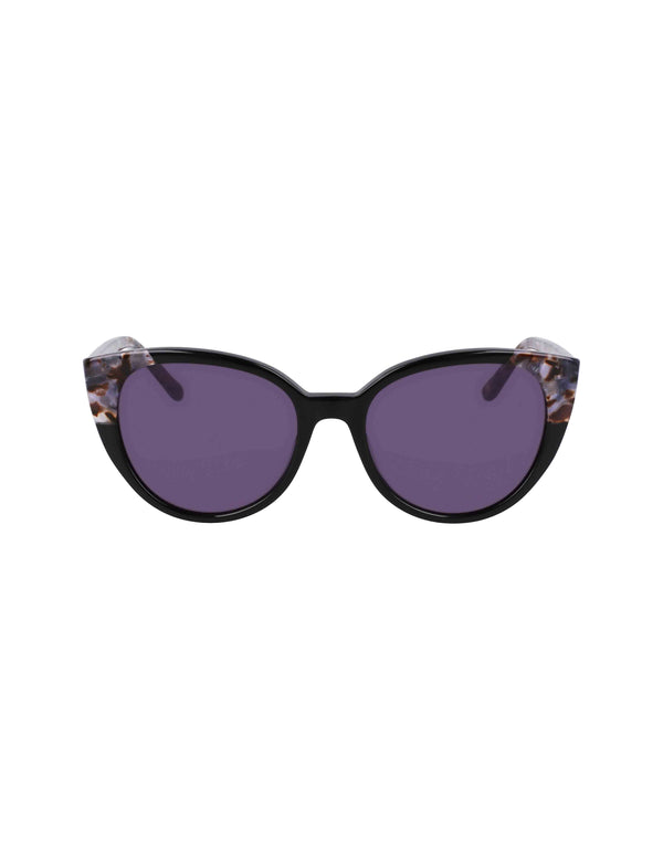 anne klein Uplifting Rounded Cat-eye Sunglasses BLACK