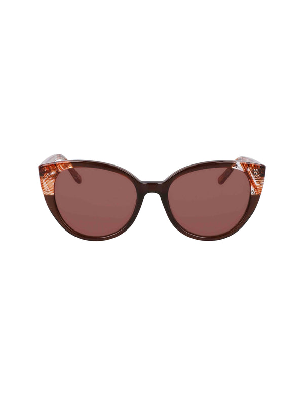 anne klein Uplifting Rounded Cat-eye Sunglasses MOCHA PLAID