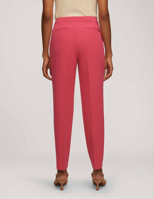 Anne Klein Urban Stretch Fly Front High Rise Pleated Pant- Sale Amaranth