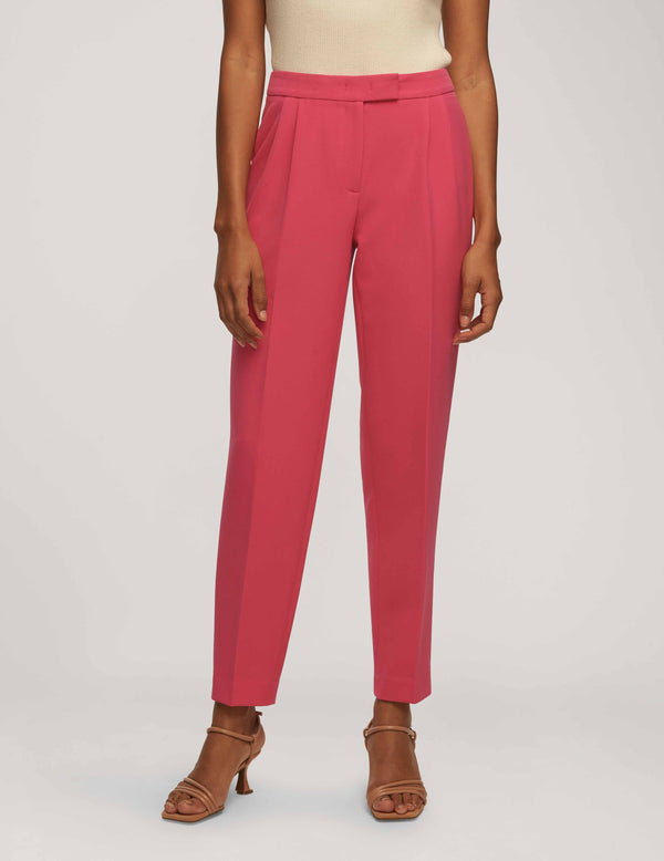 anne klein Urban Stretch Fly Front High Rise Pleated Pant- Sale Amaranth