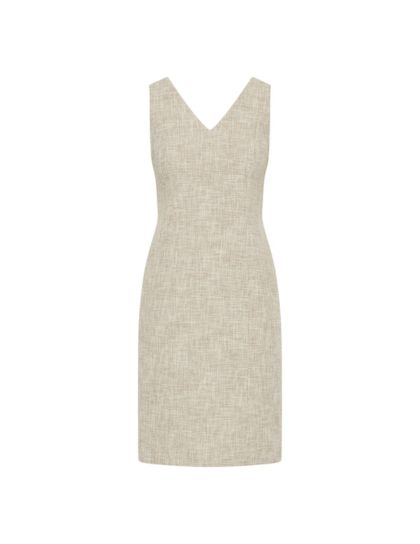 Anne Klein V-Neck Sheath Dress- Sale Anne White/Bisquare Combo