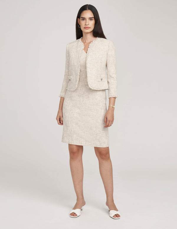 Anne Klein V-Neck Sheath Dress- Sale Anne White/Bisquare Combo