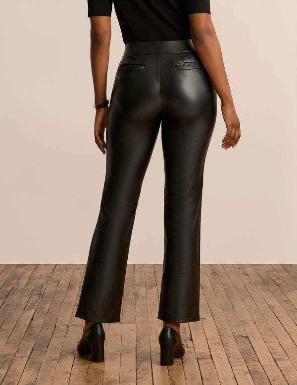 Anne Klein Vegan Leather Pull On Slash Pocket Trouser Anne Black