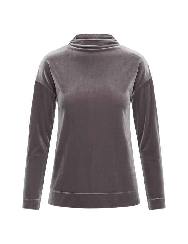 Anne Klein Velour High-Low Stretch Pullover- Sale Rocky Shore