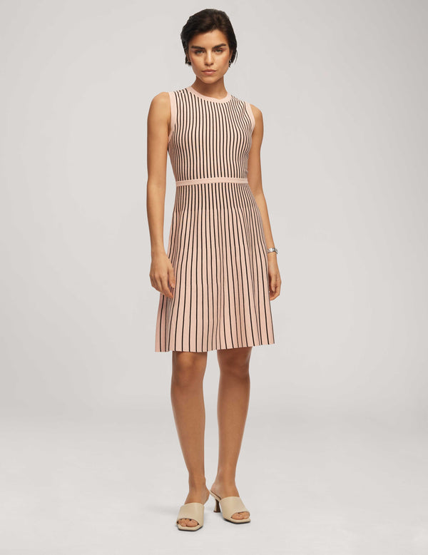 anne klein Vertical Stripe Fit And Flare Dress- Sale Cherry Blossom/Anne Black