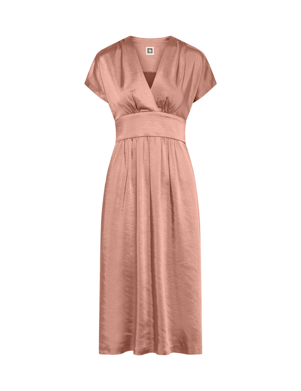 Anne Klein Washed Satin V-Neck Midi Dress- Sale Anise