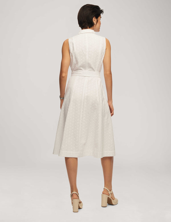 Anne Klein White Eyelet Diane Midi Shirt Dress Bright White