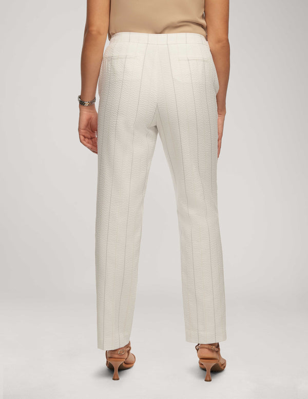Anne Klein Wide Stripe Seersucker Bowie Pant Bright White Multi