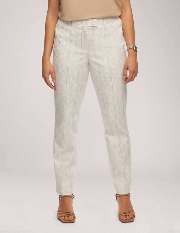 anne klein Wide Stripe Seersucker Bowie Pant Bright White Multi