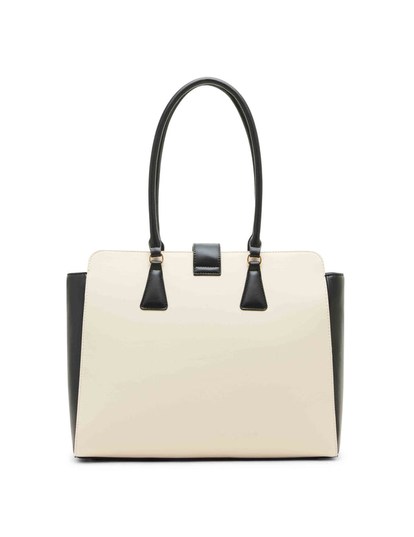 Anne Klein Work Tote With Laptop Case And Convertible Strap Parchment/Black