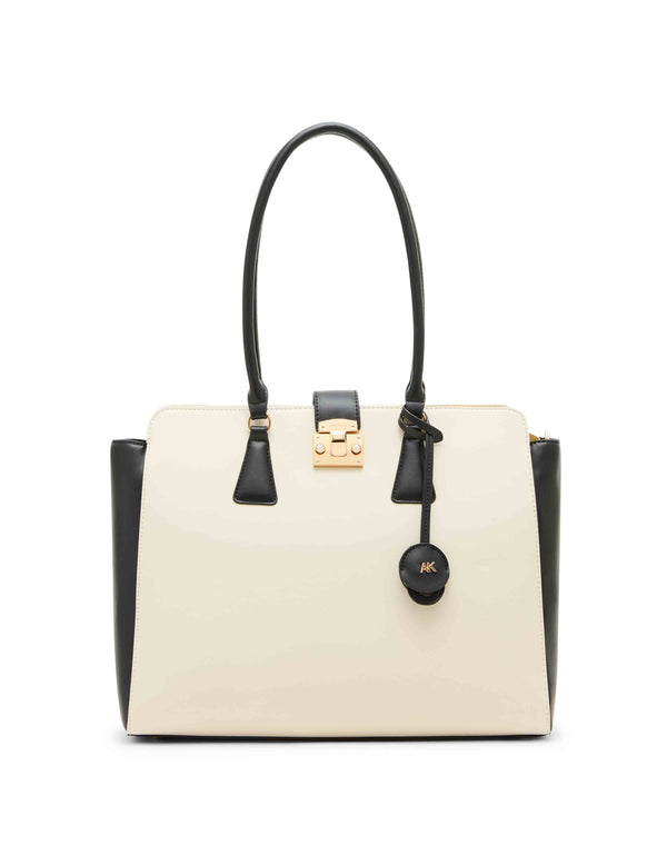anne klein Work Tote With Laptop Case And Convertible Strap Parchment/Black