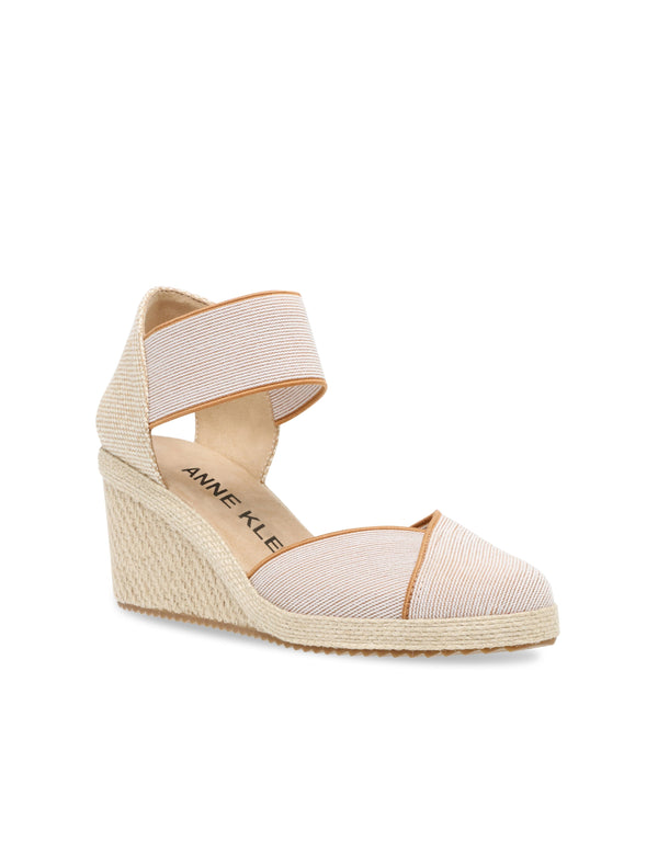 anne klein Zoey Round Toe Espadrille Wedges Natural