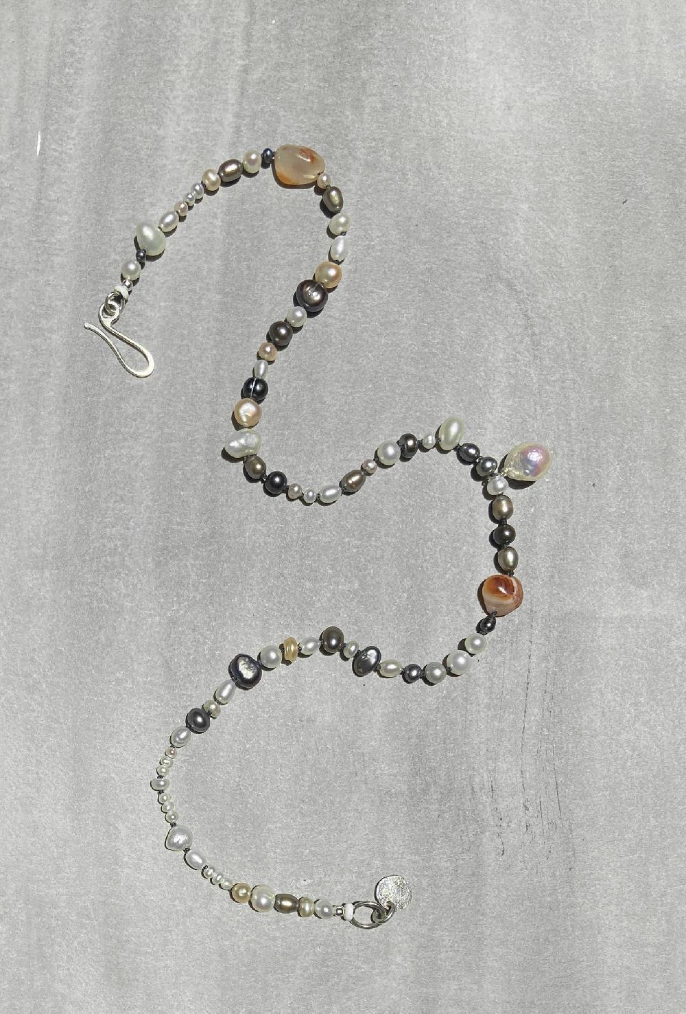 Annie Costello Brown Agate Pearl Mix Collar