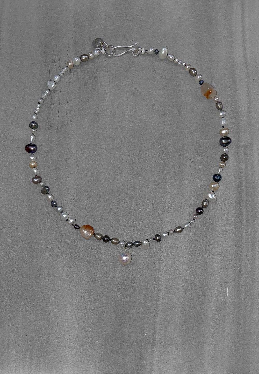 Annie Costello Brown Agate Pearl Mix Collar