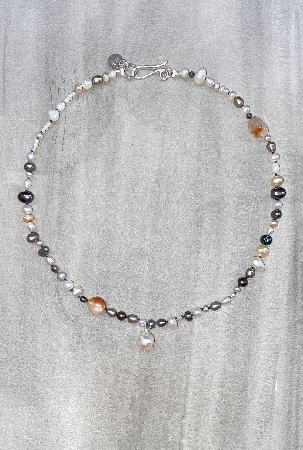 annie costello brown agate pearl mix collar
