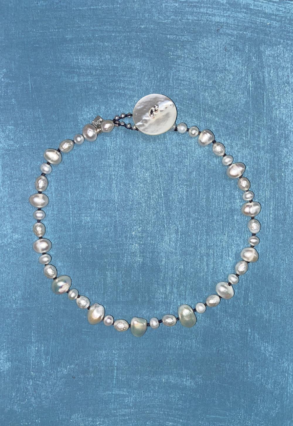 annie costello brown button pearl collar navy