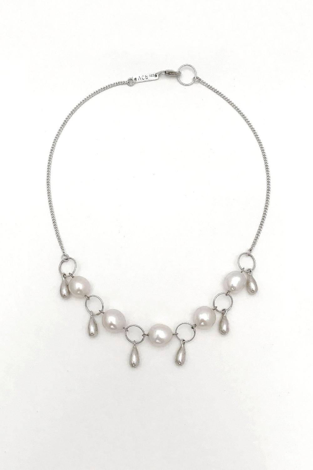 Annie Costello Brown Cherie Pearl Bib Silver