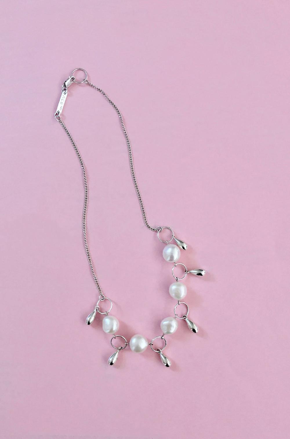 annie costello brown Cherie Pearl Bib silver