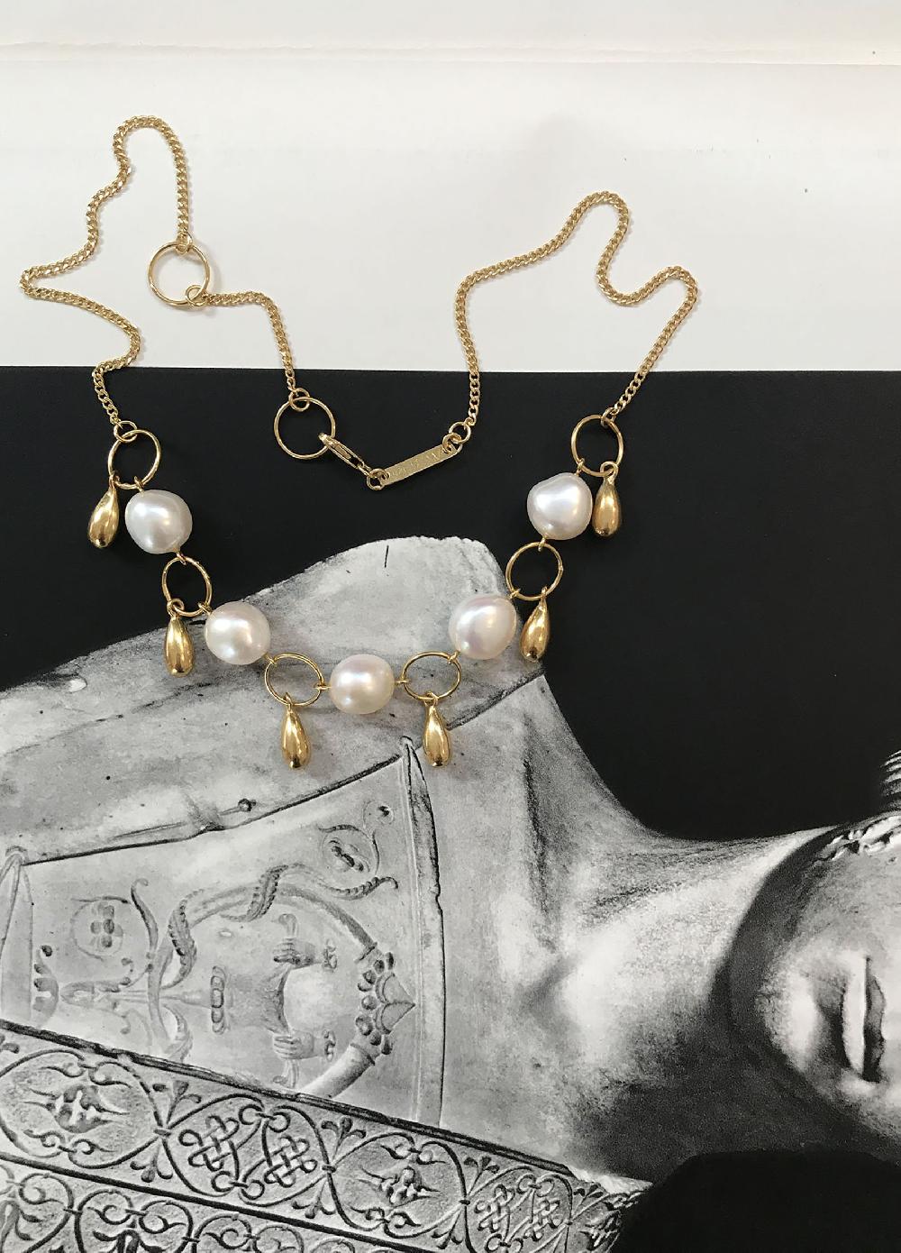 annie costello brown Cherie Pearl Bib Vermeil