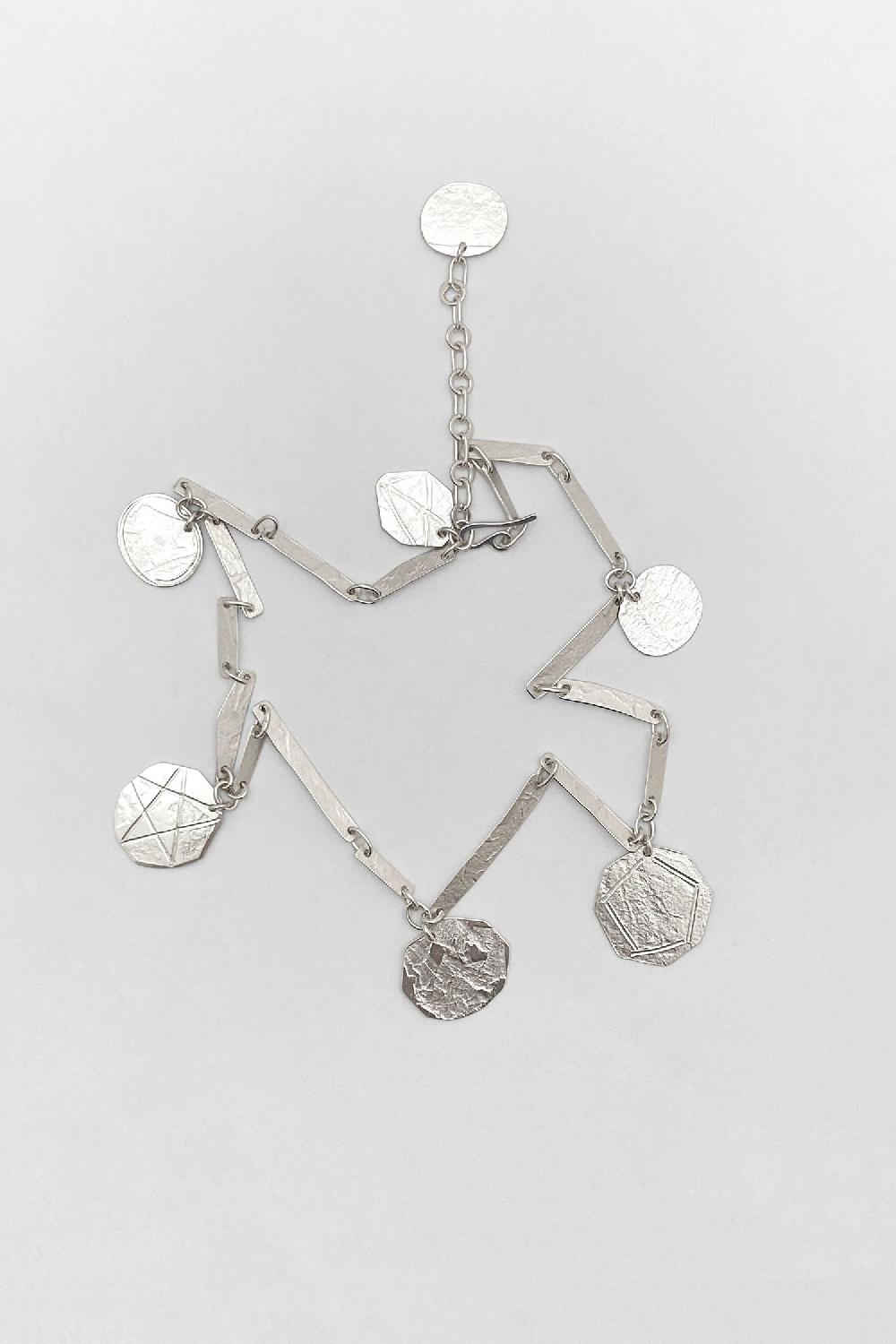 Annie Costello Brown Coin Charms Necklace Silver