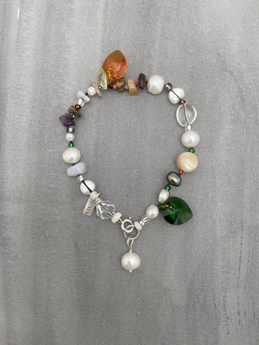 Annie Costello Brown Crystal Hearts Beach Bracelet