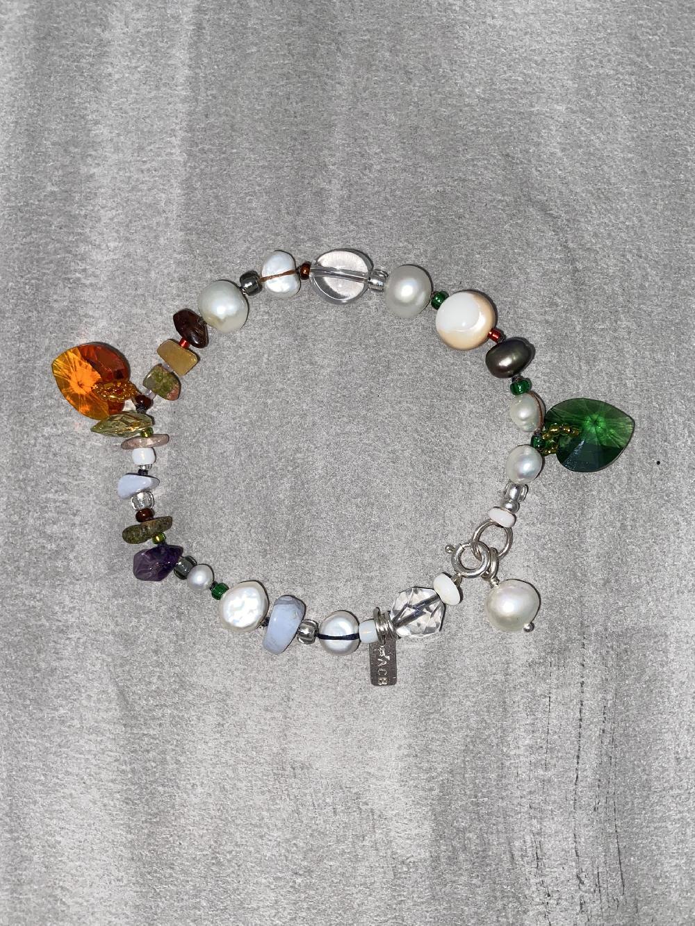 Annie Costello Brown Crystal Hearts Beach Bracelet