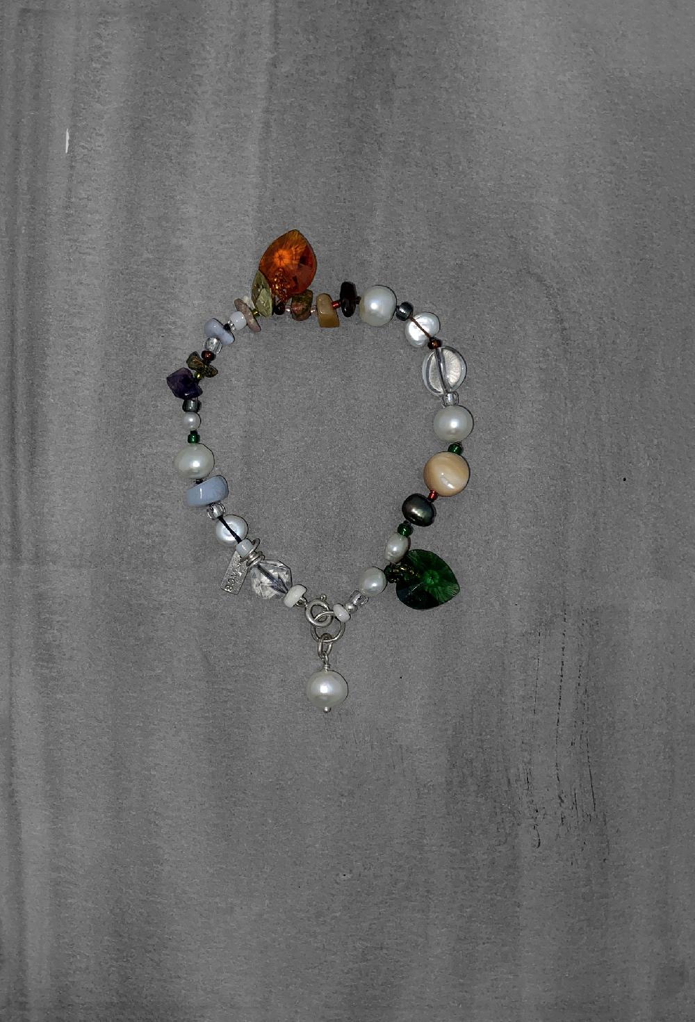 Annie Costello Brown Crystal Hearts Beach Bracelet