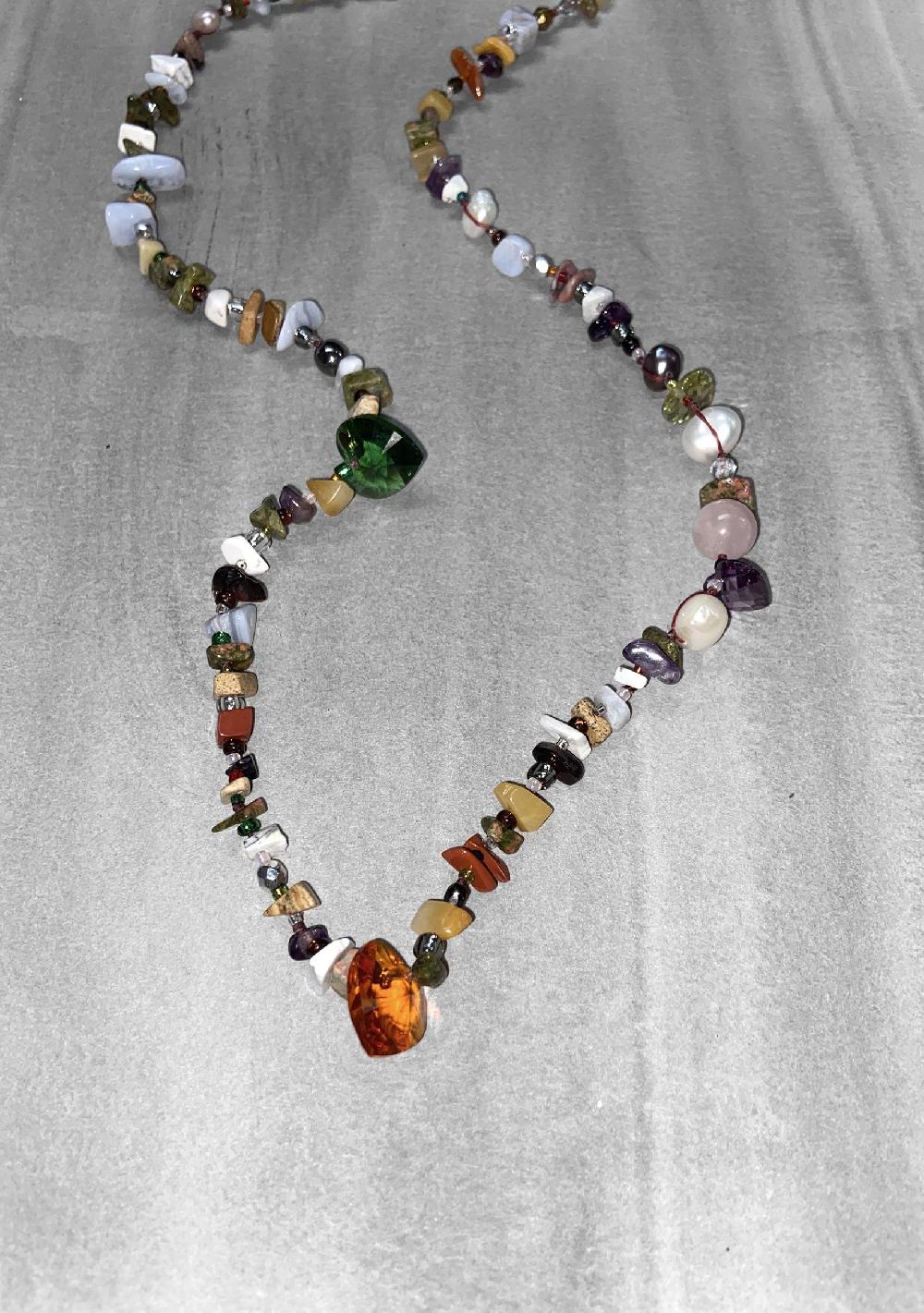 Annie Costello Brown Crystal Hearts Beach Necklace