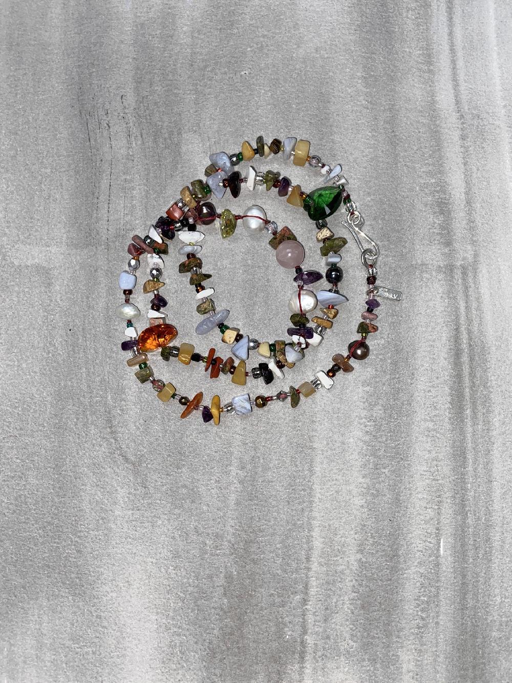 Annie Costello Brown Crystal Hearts Beach Necklace