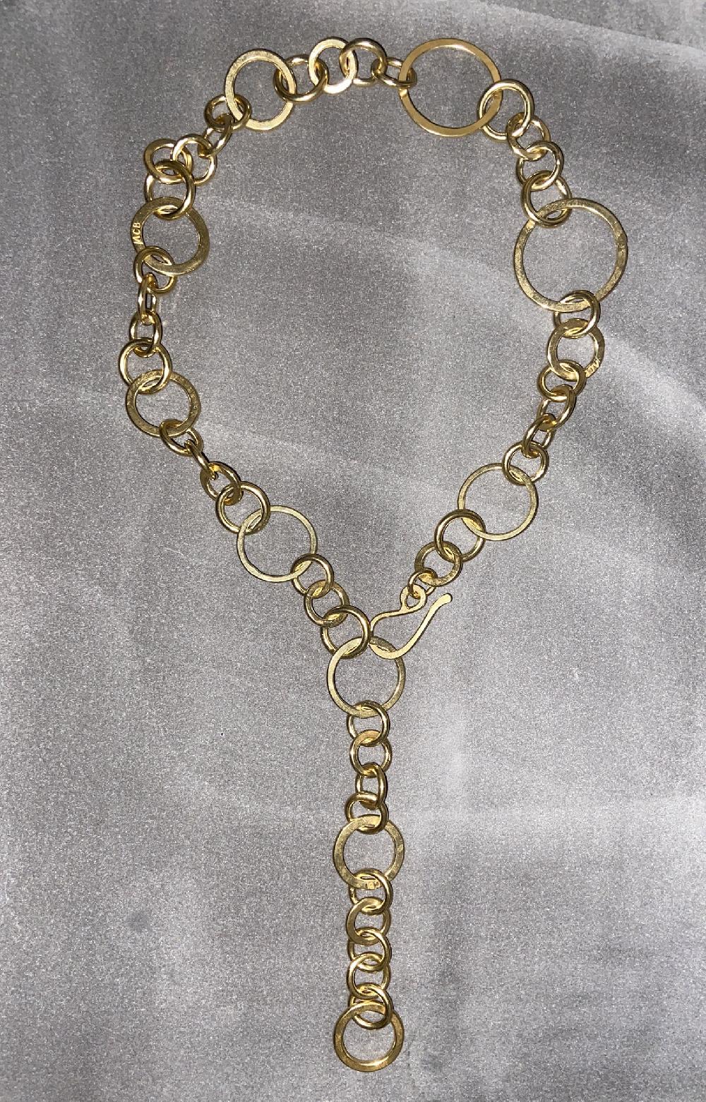 Annie Costello Brown Hammered Circles Chain Gold