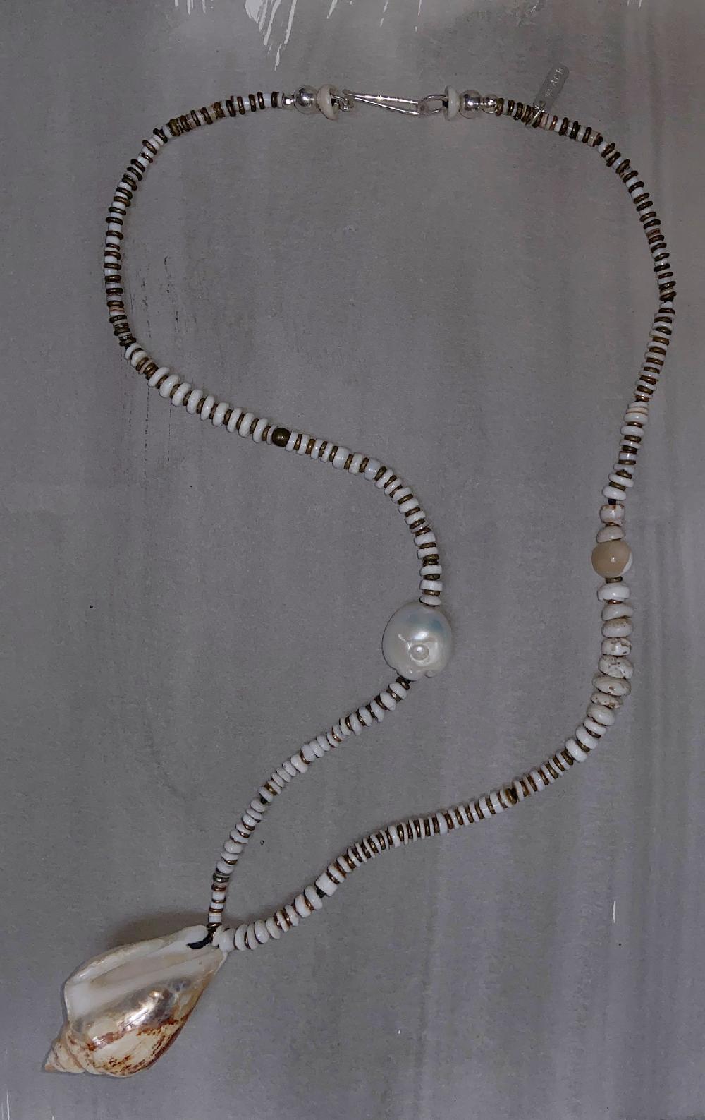 Annie Costello Brown Mixed Heishi Shell Pendant