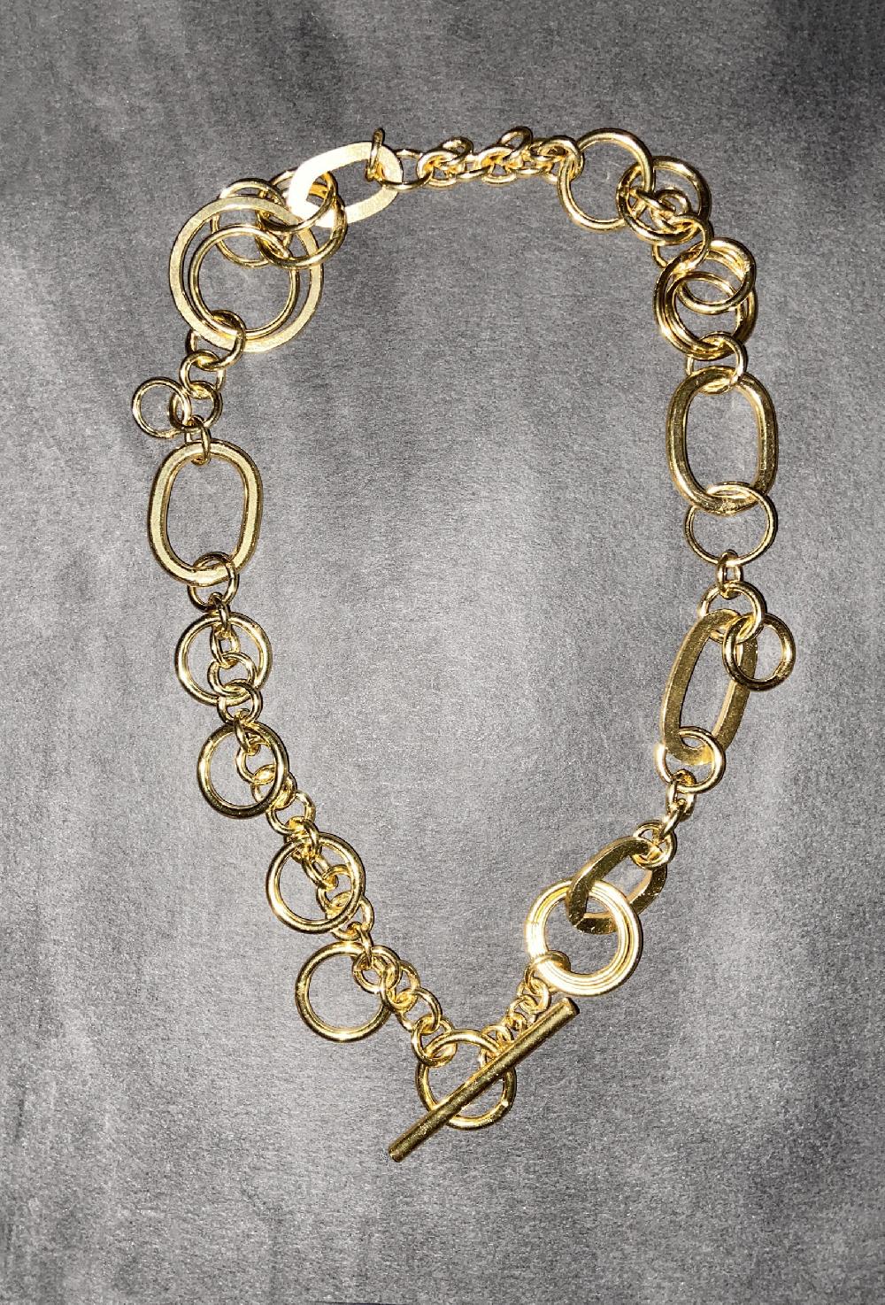 Annie Costello Brown Multi Ring Toggle Necklace