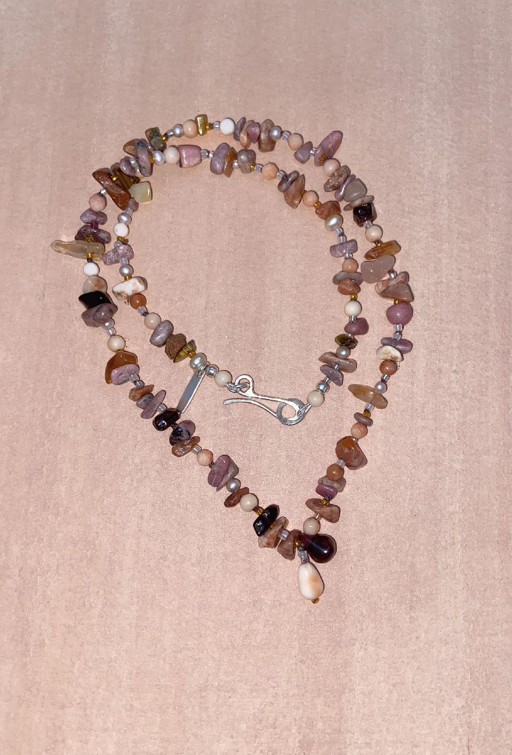 Annie Costello Brown Pink Rhodonite And Coral Mix