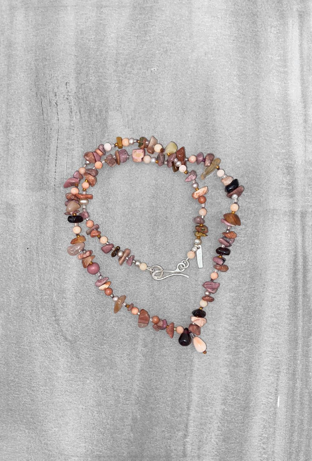 annie costello brown pink rhodonite and coral mix