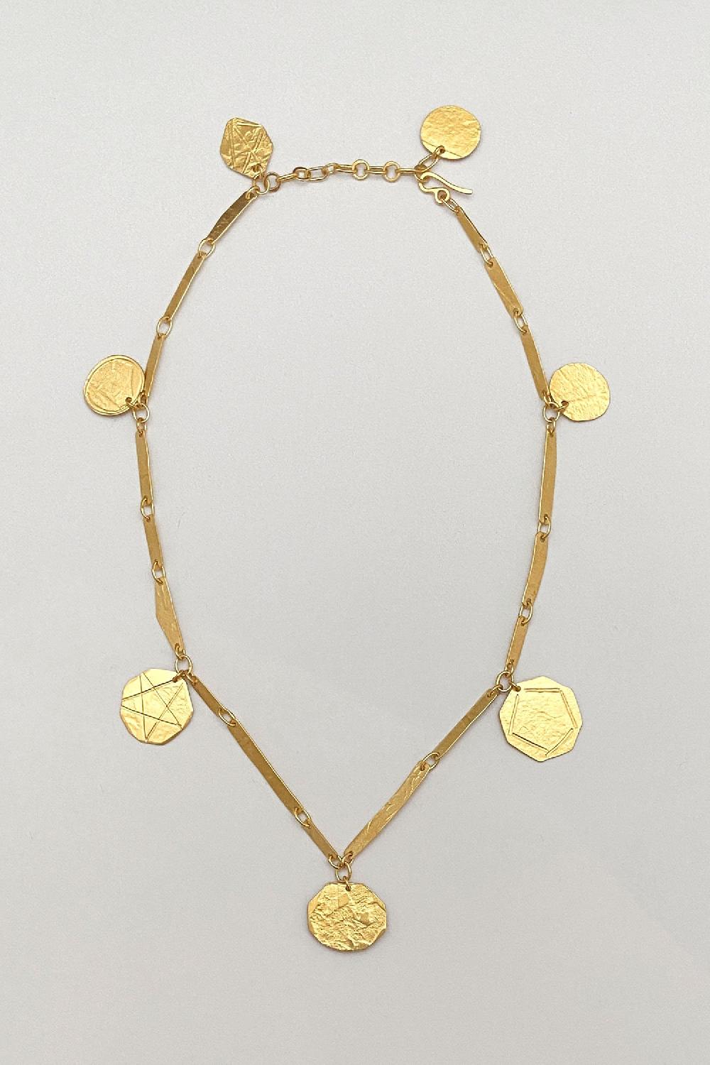 Annie Costello Brown Seven Coins Necklace Vermeil