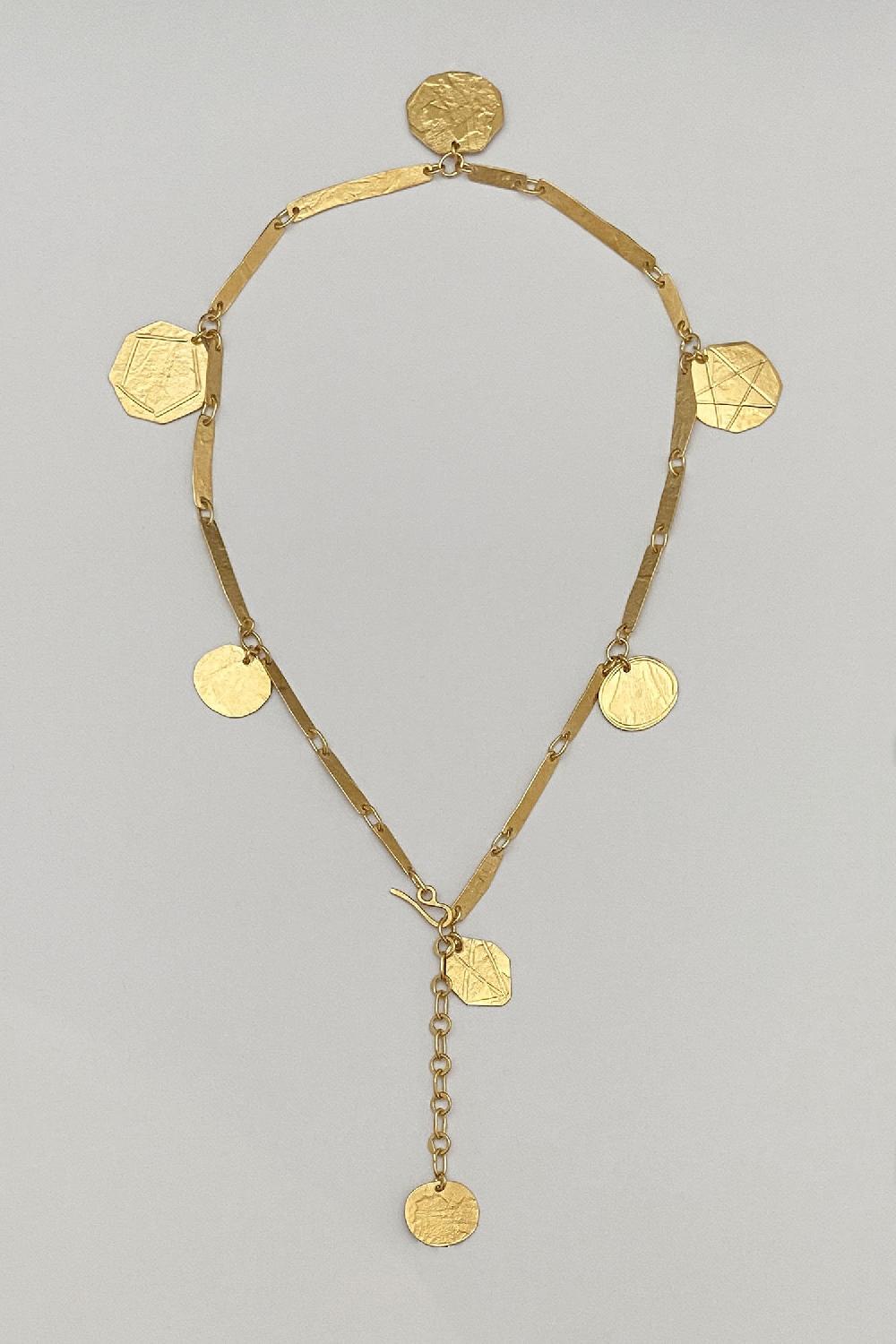 Annie Costello Brown Seven Coins Necklace Vermeil