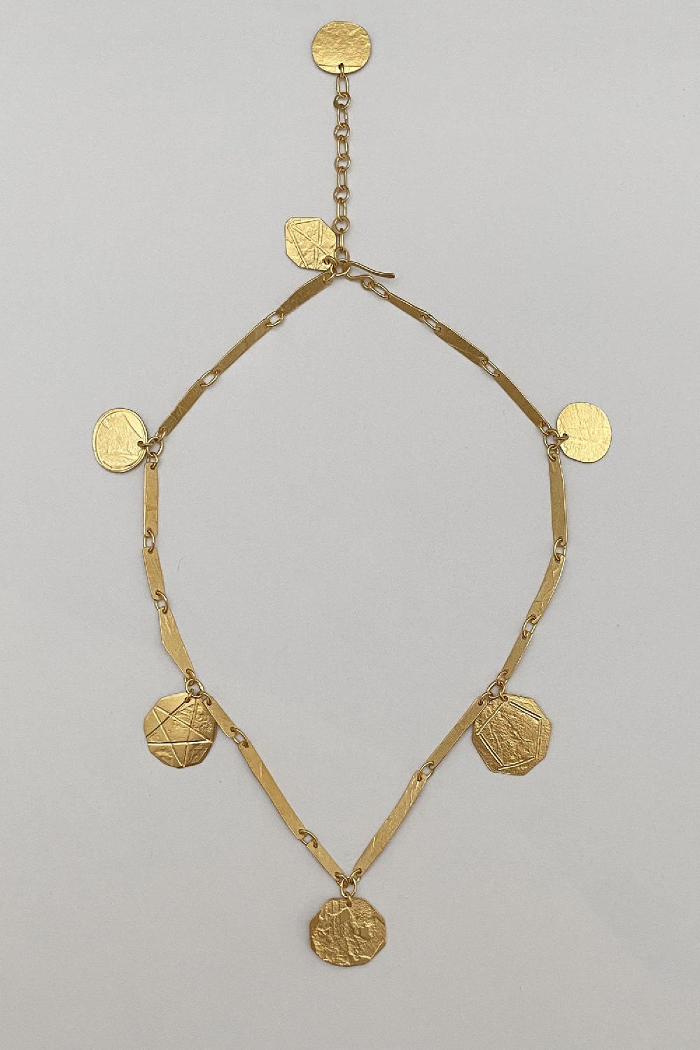 Annie Costello Brown Seven Coins Necklace Vermeil