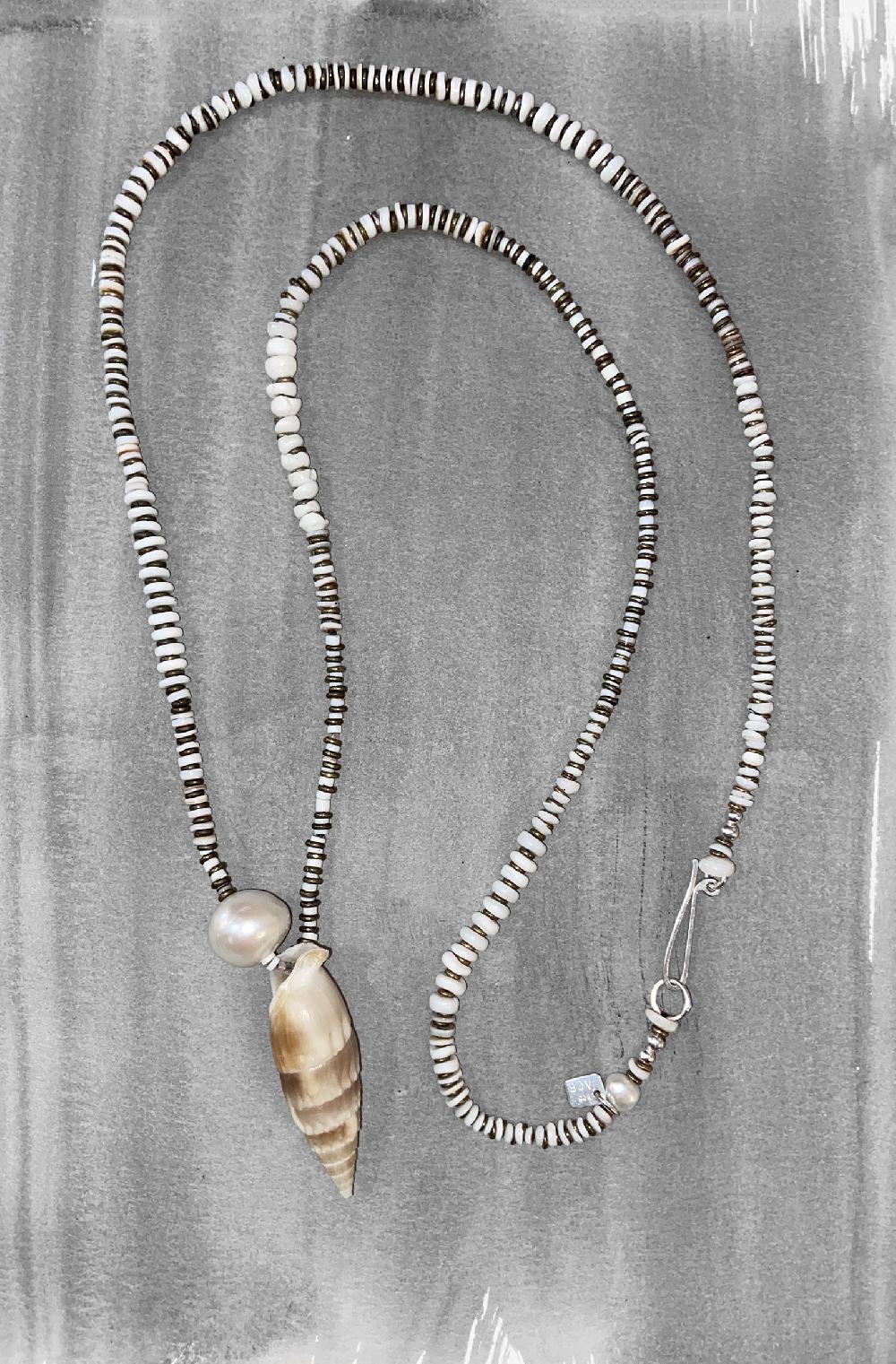 Annie Costello Brown X Long Shell Pendant